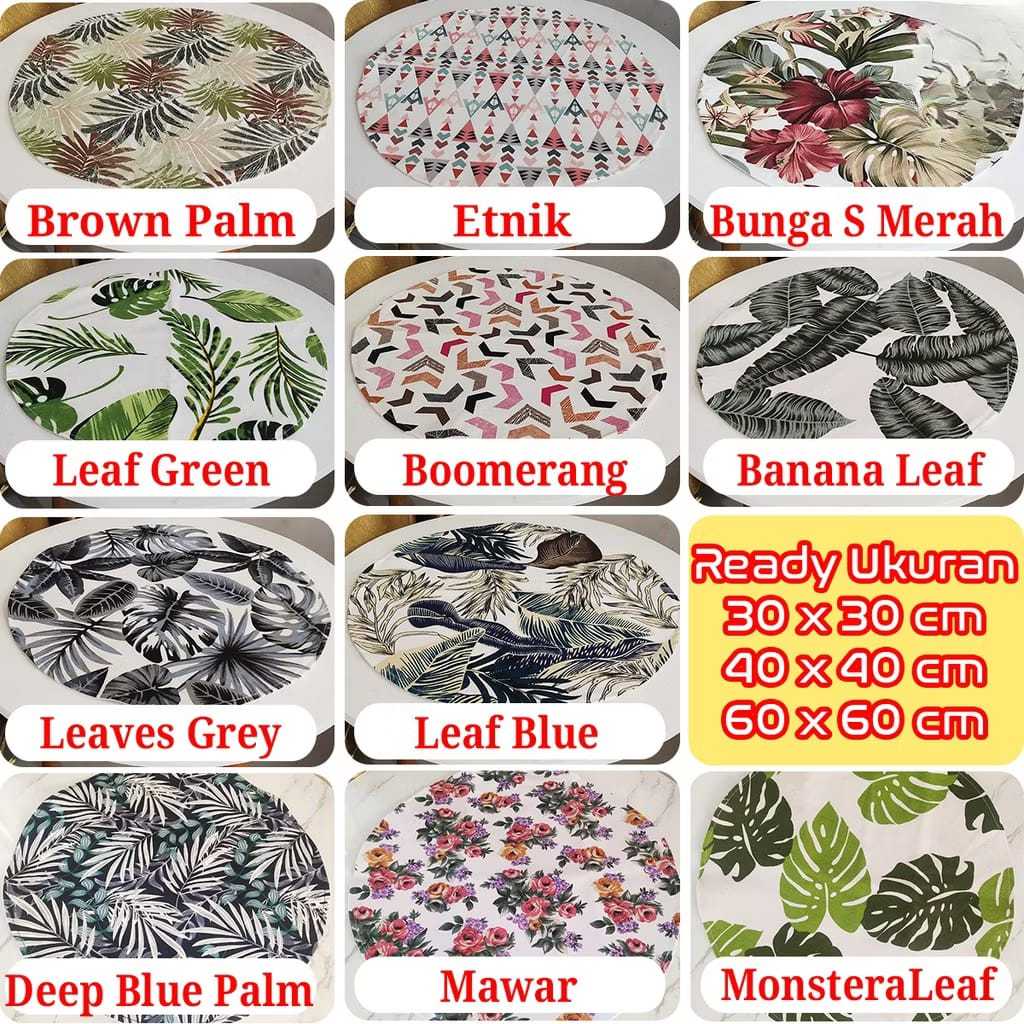 Taplak Meja Bulat / Table Runner Bundar Kanvas
