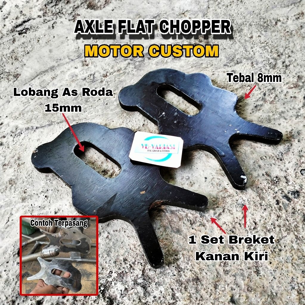 Exsel Axle Plat Flat Frame Rigit Monting Anting As Roda Belakang Motor Custom Chopper Scorpio Tiger
