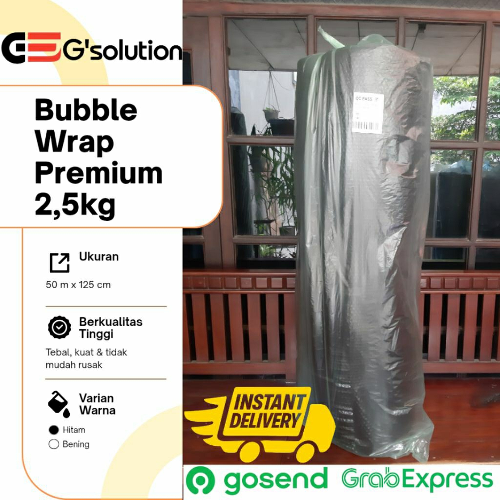 

Bubble Wrap 2,5 Kg 1 Roll – Hitam 125 cm x 50 m | Bisa GoSend / GrabExpress Instan
