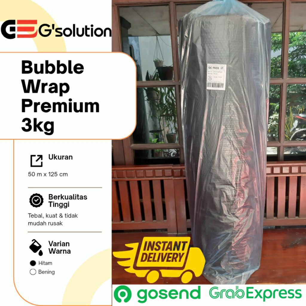 

Bubble Wrap 3 Kg 1 Roll – Hitam 125 cm x 50 m | Bisa GoSend / GrabExpress Instan