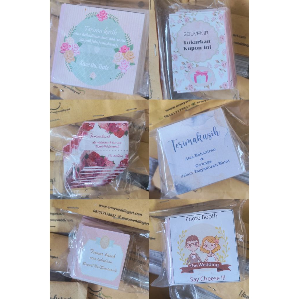 Kartu Pengambilan Souvenir/ Thanks Card Wedding/thanks card tasyakuran/Kartu Photobooth