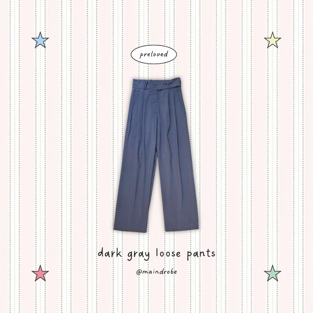 [pl, preloved] dark gray loose pants | celana panjang abu gelap