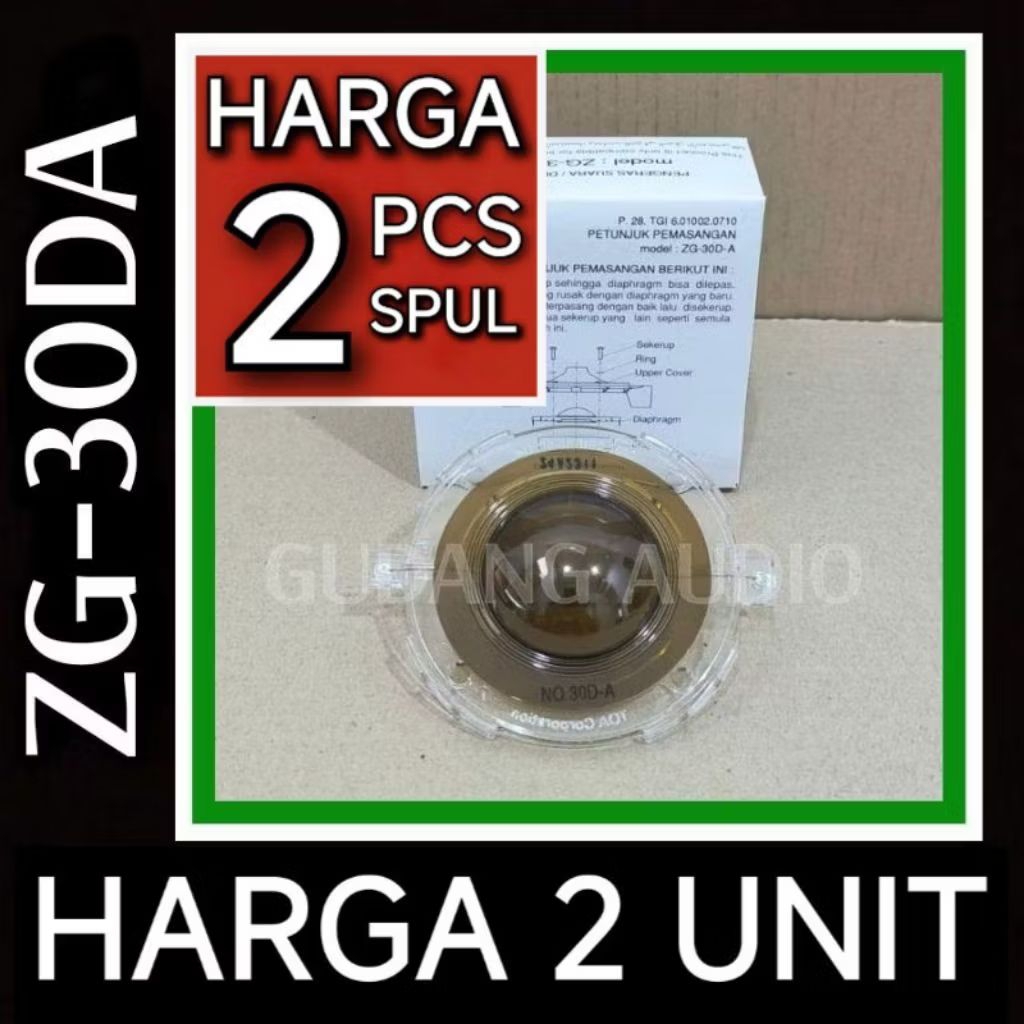 2 UNIT SPUL MEMBRAN TOA ZG-30DA SPUL CORONG SPEAKER TOA 25 WATT ZG 30
