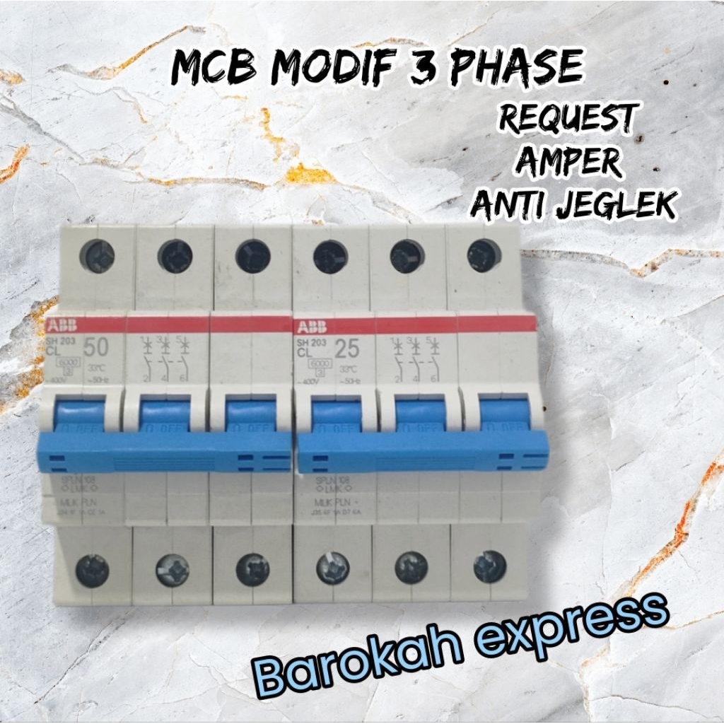 MCB Modif PLN sh203 3phase sh203 MCB modif anti jeglek 6a-50a