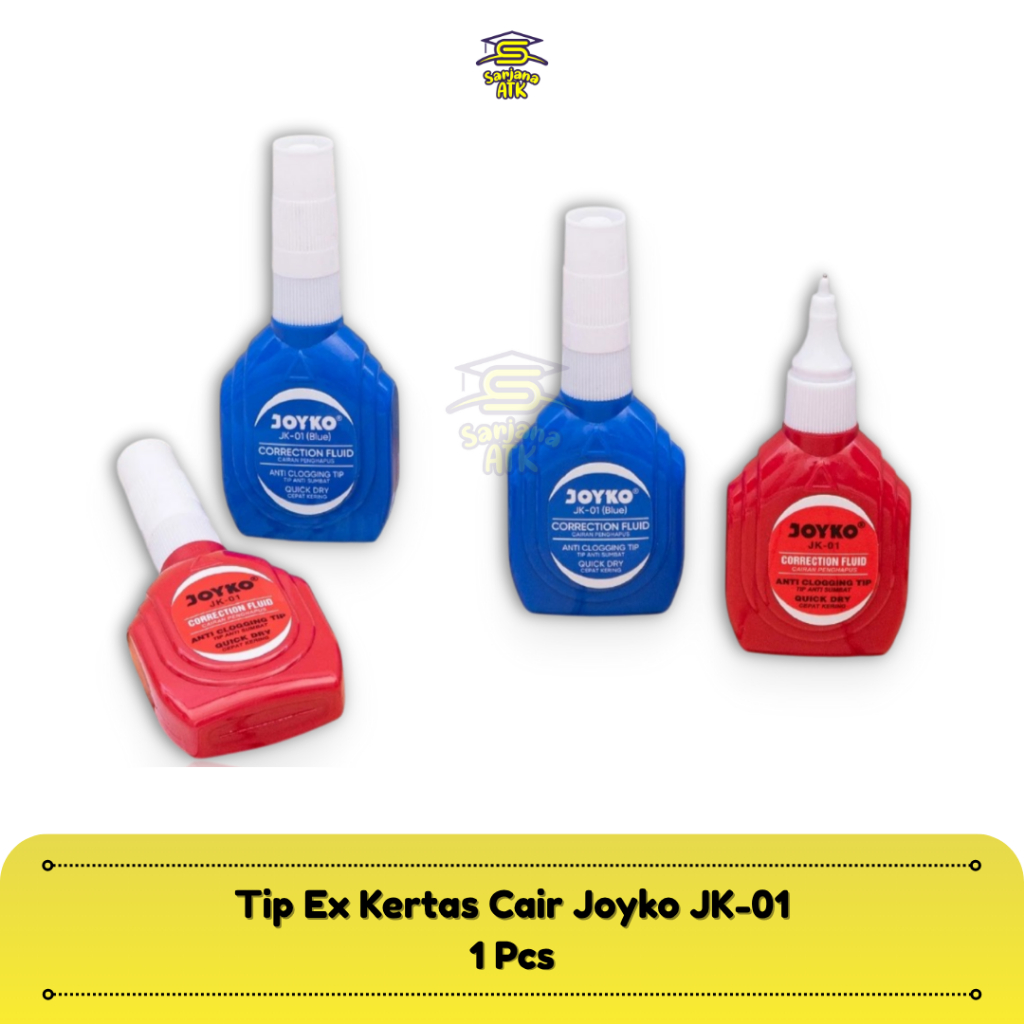 

Correction Fluid / Tip Ex Kertas Cair / Cairan Koreksi Penghapus Cair Joyko JK-01