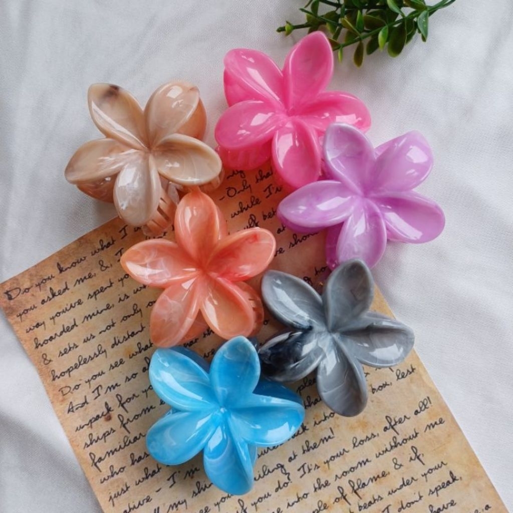 Jepit Rambut Bunga Kamboja Warna Warni / Jepit Rambut Korean Bunga Kamboja / Jepitan Rambut Bunga Ka