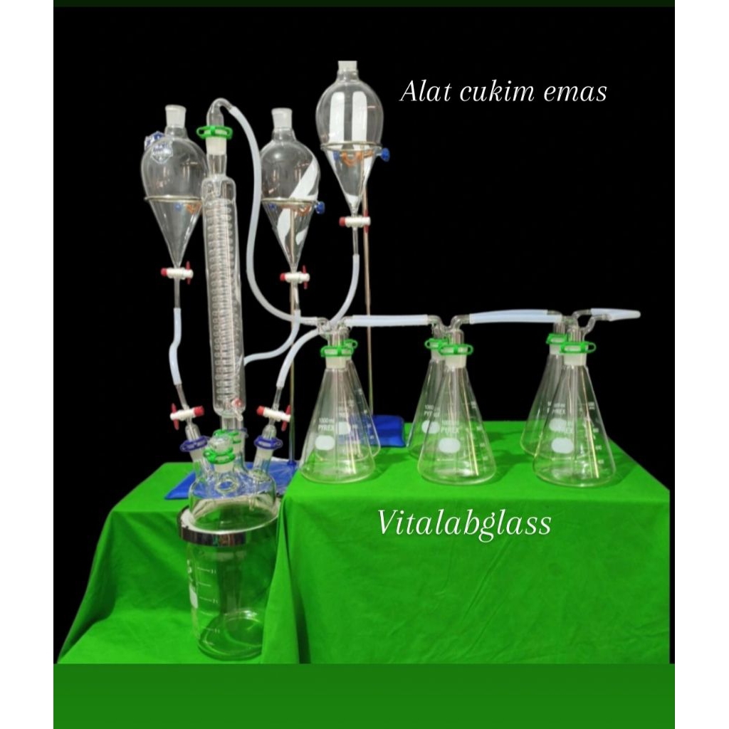 destilasi cukim emas with gelas reaktor 2000 ml 1 set