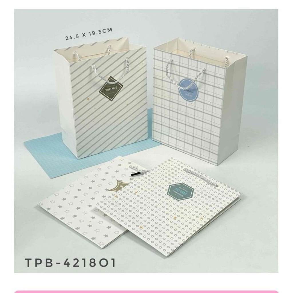 

paperbag tali kur berdiri motif mix isi 12 pcs