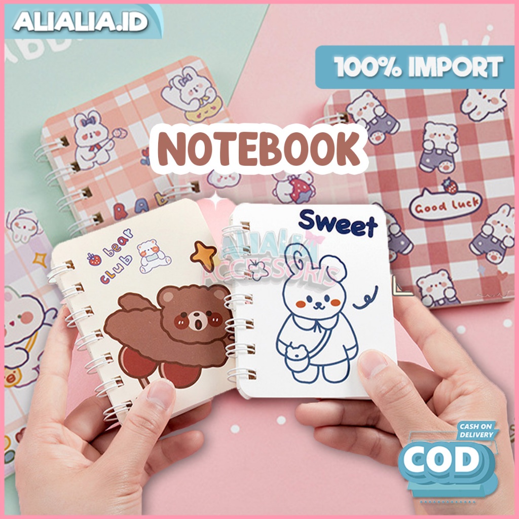 

Notebook Mini Buku Catatan A7 Motif Kartun Lucu Diary Alat Tulis Portable Aesthetic