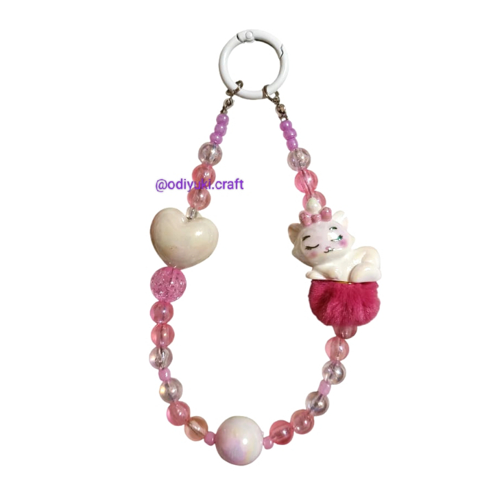 Phone Charm Bag Charm Phone Strap Beads Manik Korea Viral Sleeping Cat