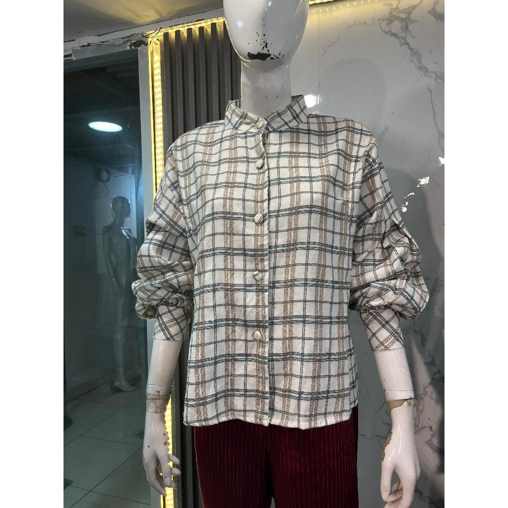 KEMEJA LINEN VINTAGE OUTER  VEST ATASAN WANITA KEMEJA KANCING