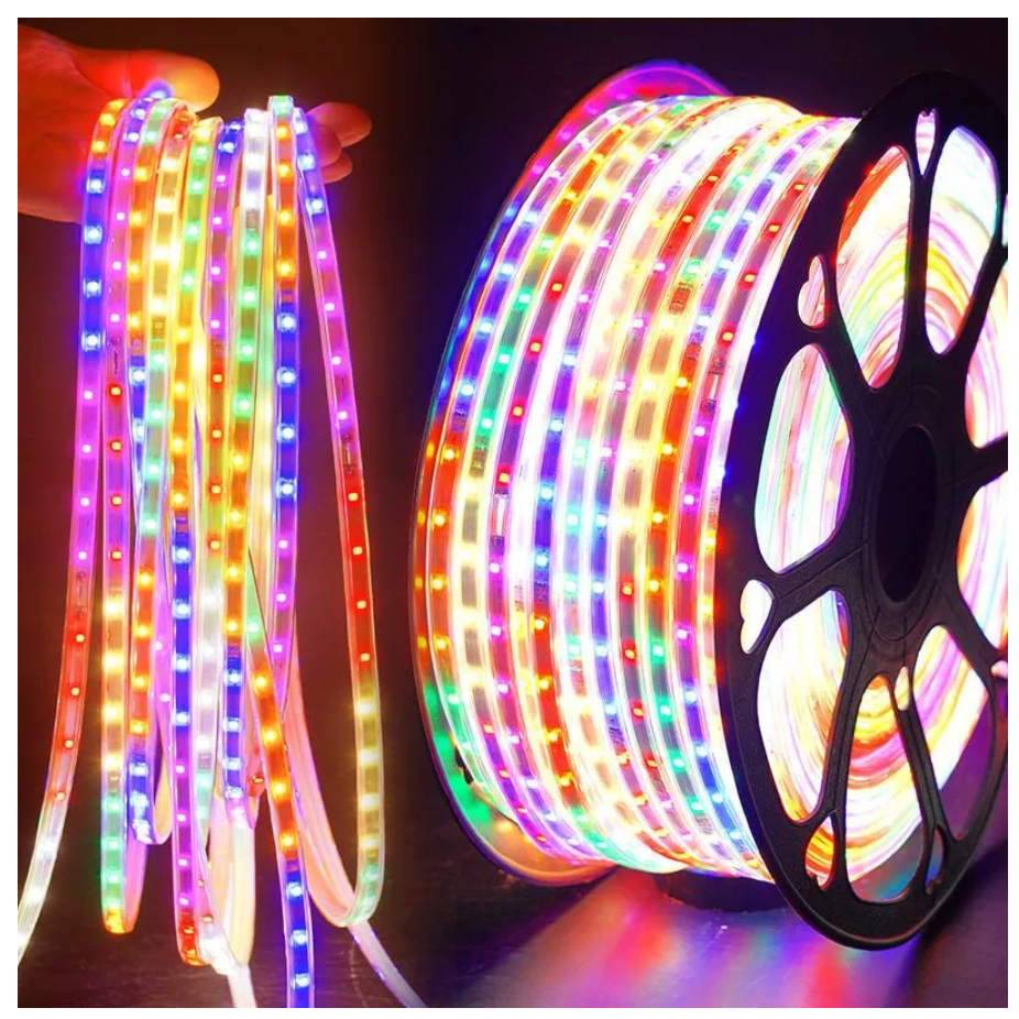 LAMPU LED STRIP SELANG PAKET RGB 3528 2835 220V + ADAPTOR 5M - 50M OUTDOOR LED STRIP RGB 17 Agustus