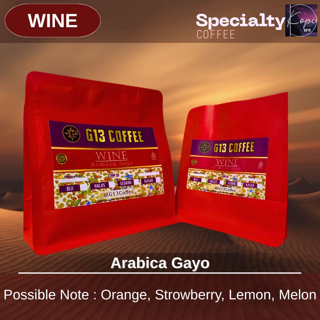 

Kopi Gayo Wine Arabica Specialty Coffee Arabika Aceh Roasted Bean Biji Bubuk 1 kg