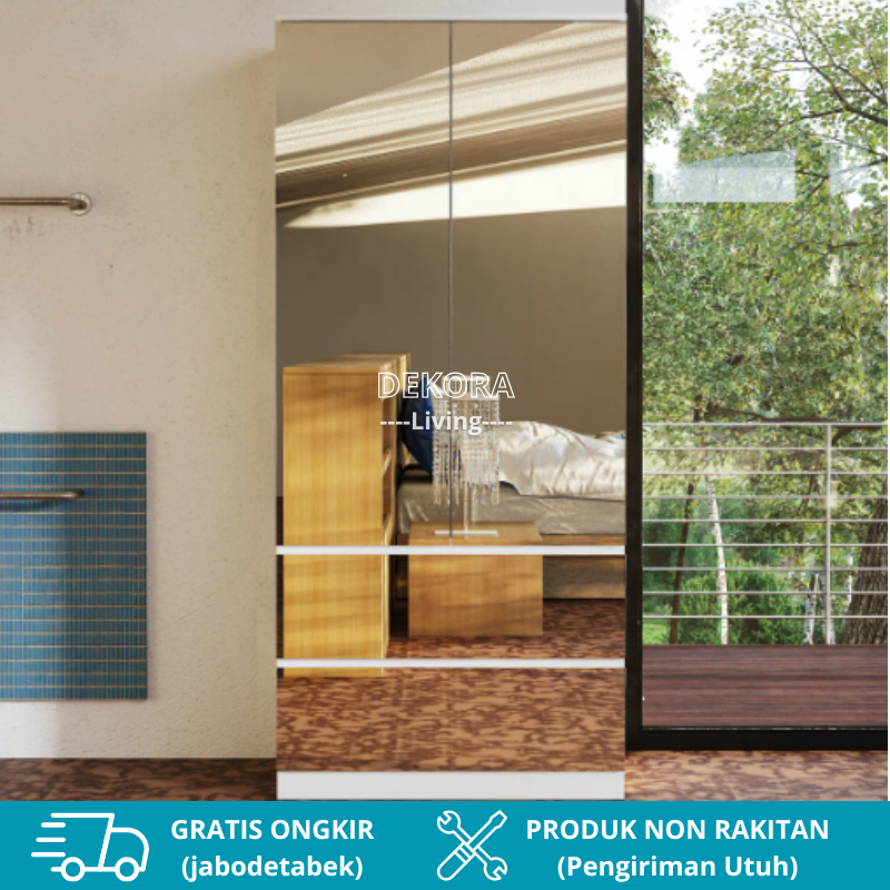 Lemari Pakaian Full Kaca 2 Pintu Swing Door Mewah - Lemari Baju Minimalis Modern
