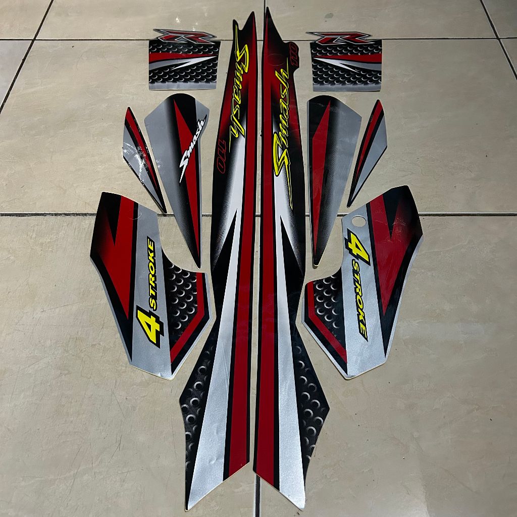 stiker striping suzuki smash 110 r 2007 hitam silver lis body standar berkualitas original