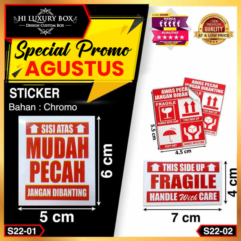 

Sticker Fragile | Label Fragile | Laminating Glossy | 6x5 | 7x4 Handle With Care