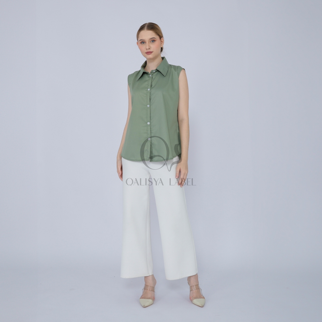 Kemeja Wanita Tanpa Lengan CATTON TOYOBO Sleeveless Collar Shirt Cotton/ Inner Kemeja Kerah Atasan K