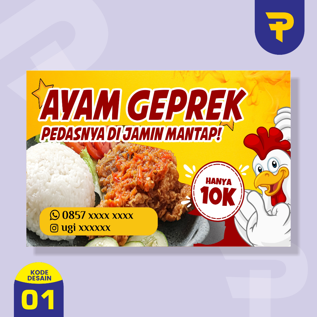

Cetak stiker Ayam Geprek Ayam crispi ayam penyet chiken