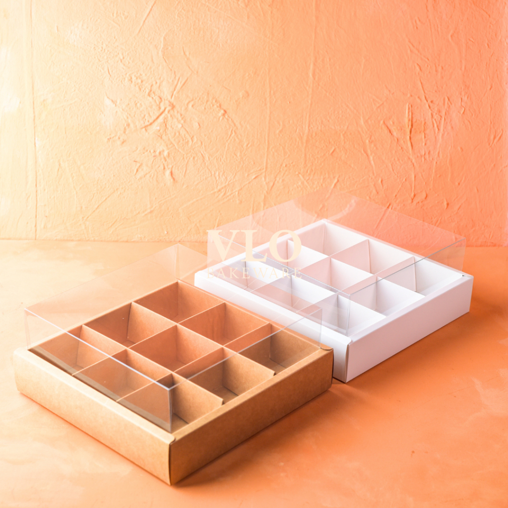 

[1 SET ISI 10 PCS] Kotak kue sekat 9 besar donut pudding kue slice | kotak kue hampers lebaran natal imlek cny