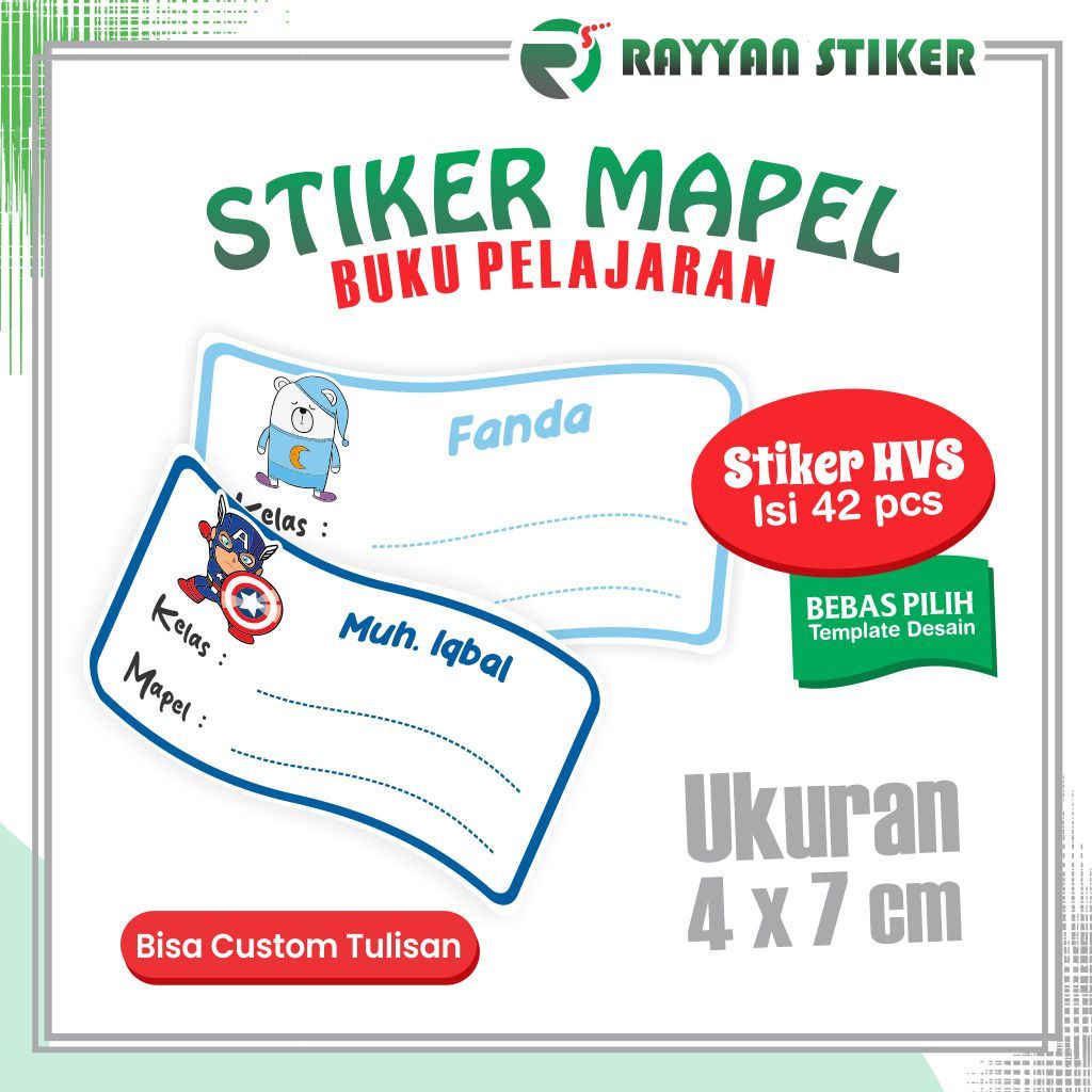 

Stiker Buku Mata Pelajaran Sekolah Sticker Label Mapel Custom Karakter Nama Anak