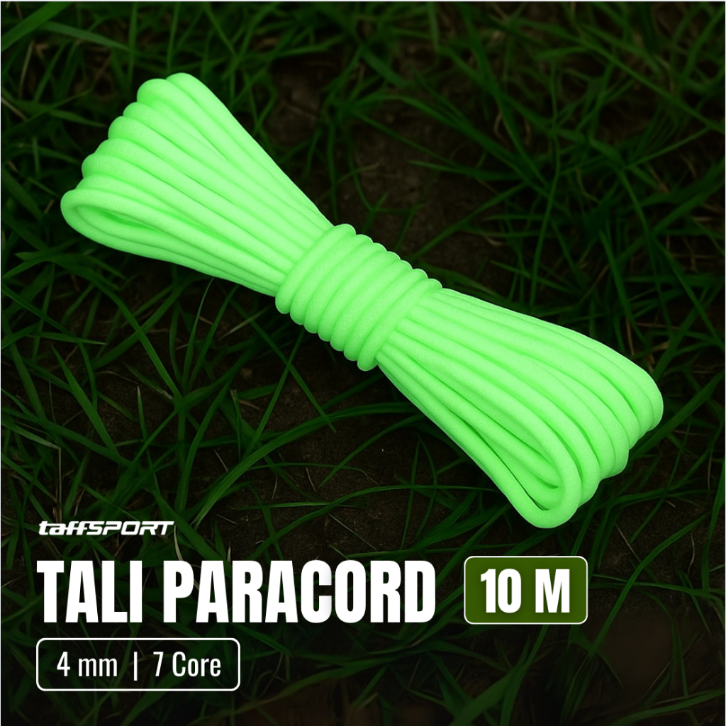Tali Paracord 4mm 10M Green / Tali Paracord Camping Luminous / Tali Paracord Panjat Tebing