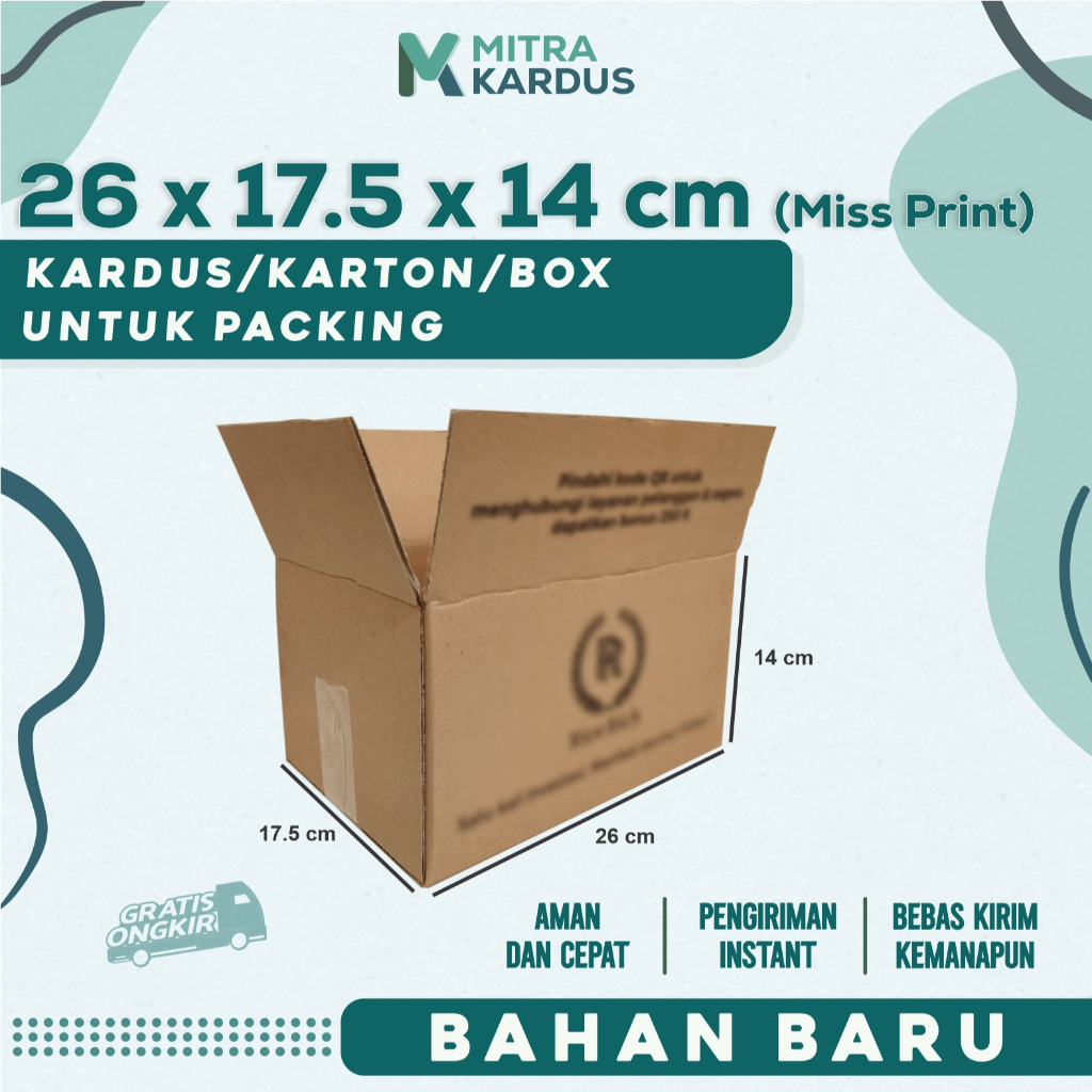 

kardus packing 26x17.5x14 cm Miss Print | Salah Sablon | Box Karton Corrugated Single Wall Premium | Box Packing