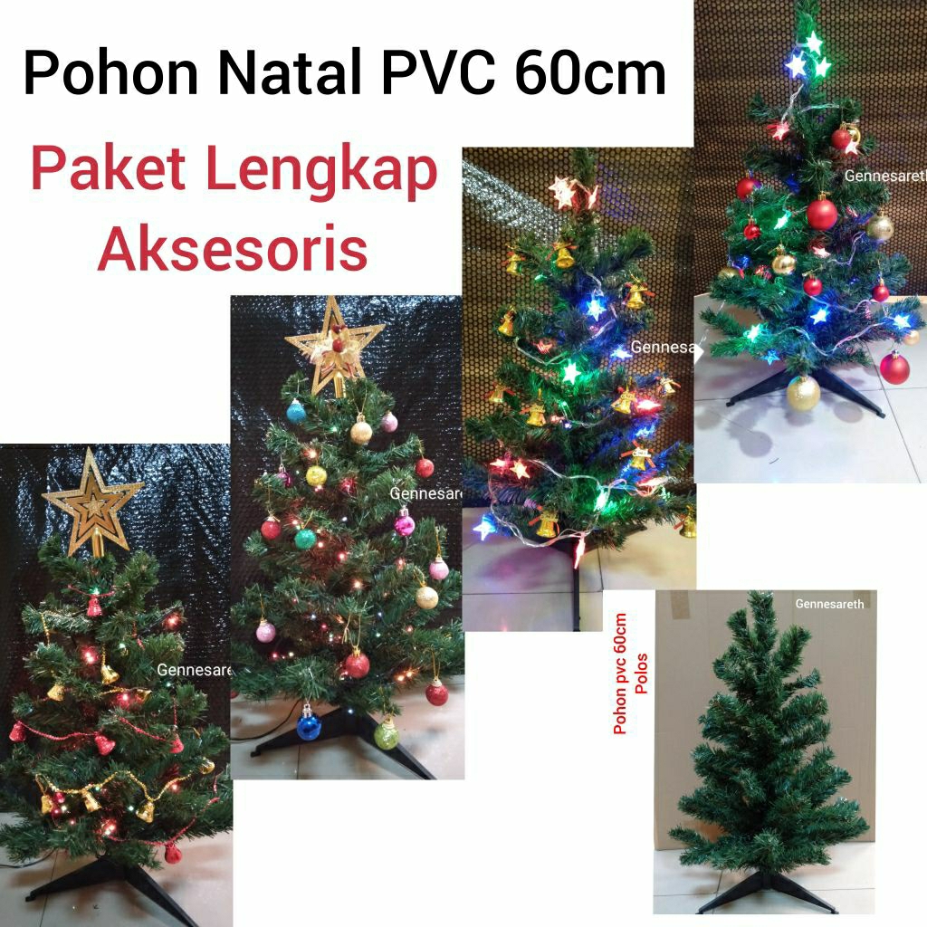 Pohon Natal 60cm/Pohon Paket Lengkap Hiasan/Pohon  Natal Lampu/Pohon Natal Meja/Dekorasi Natal