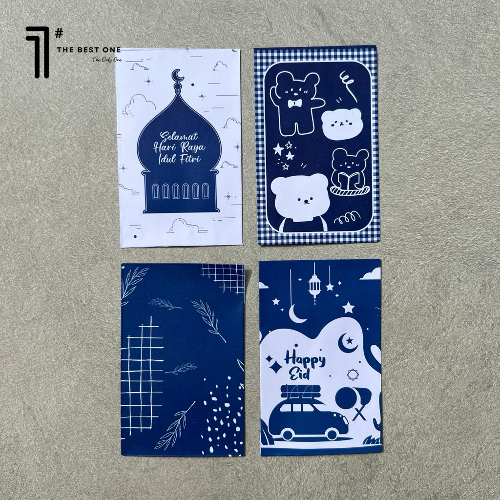 

10 Lembar Amplop Lebaran Biru Motif [ thebestone ]