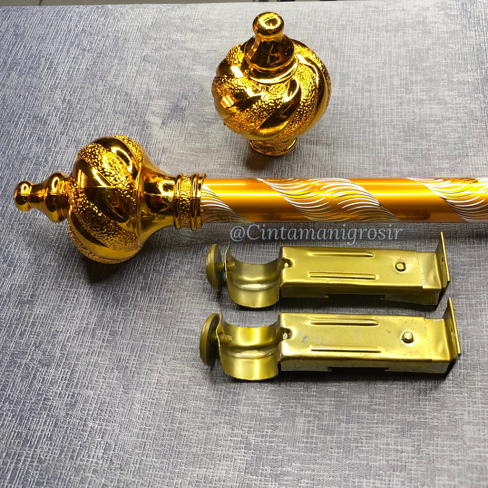 Rollet Kristal JD Full Set Tiang Gorden Bulat Batang Gorden Ulir