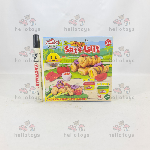 HELLO TOYS Mainan Lilin Fundoh Chef Sate Lilit Set Mainan Edukasi Anak Plastisin Clay Playdoh Cetaka