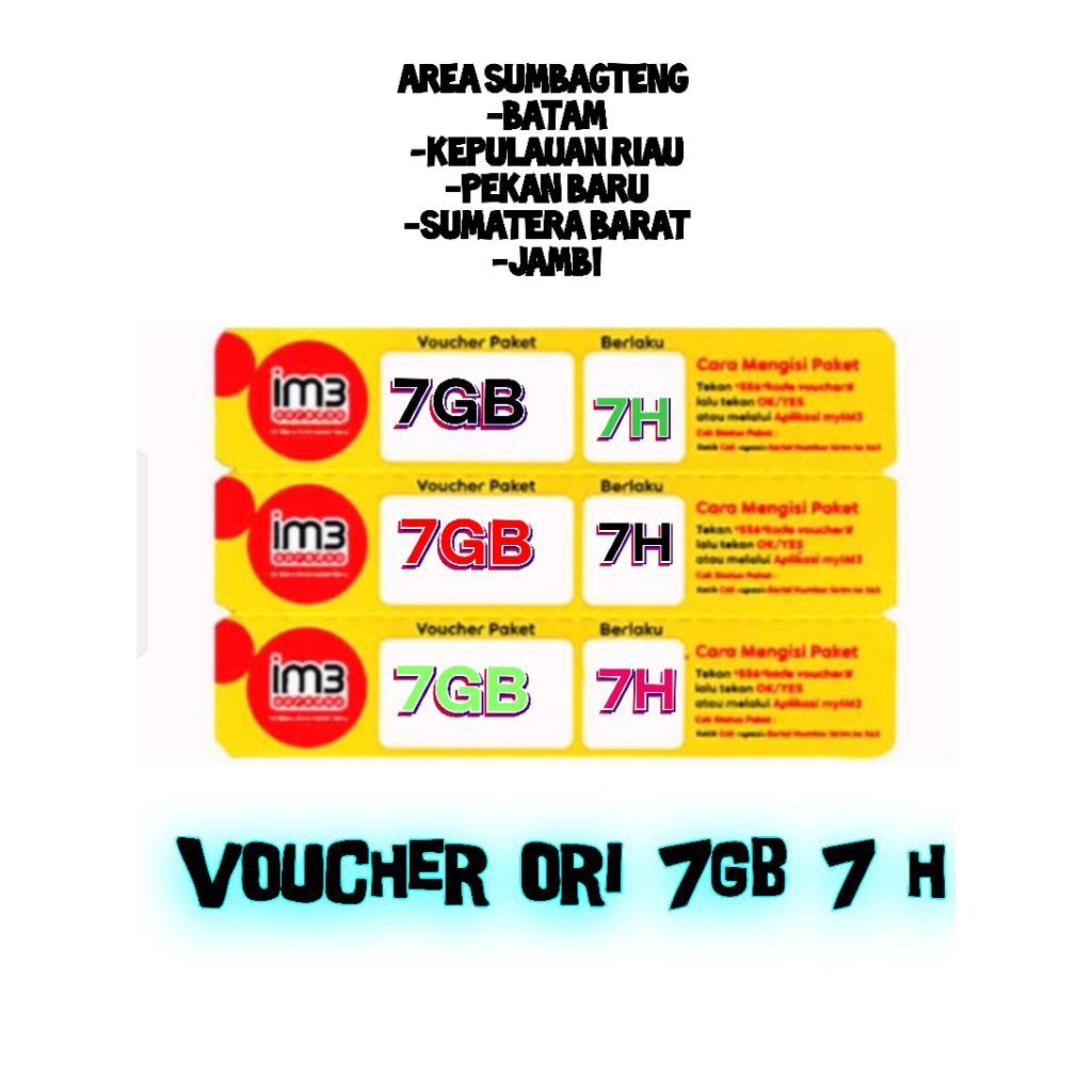 Voucher Indosat Kuota 7GB7H ORI (13GB)