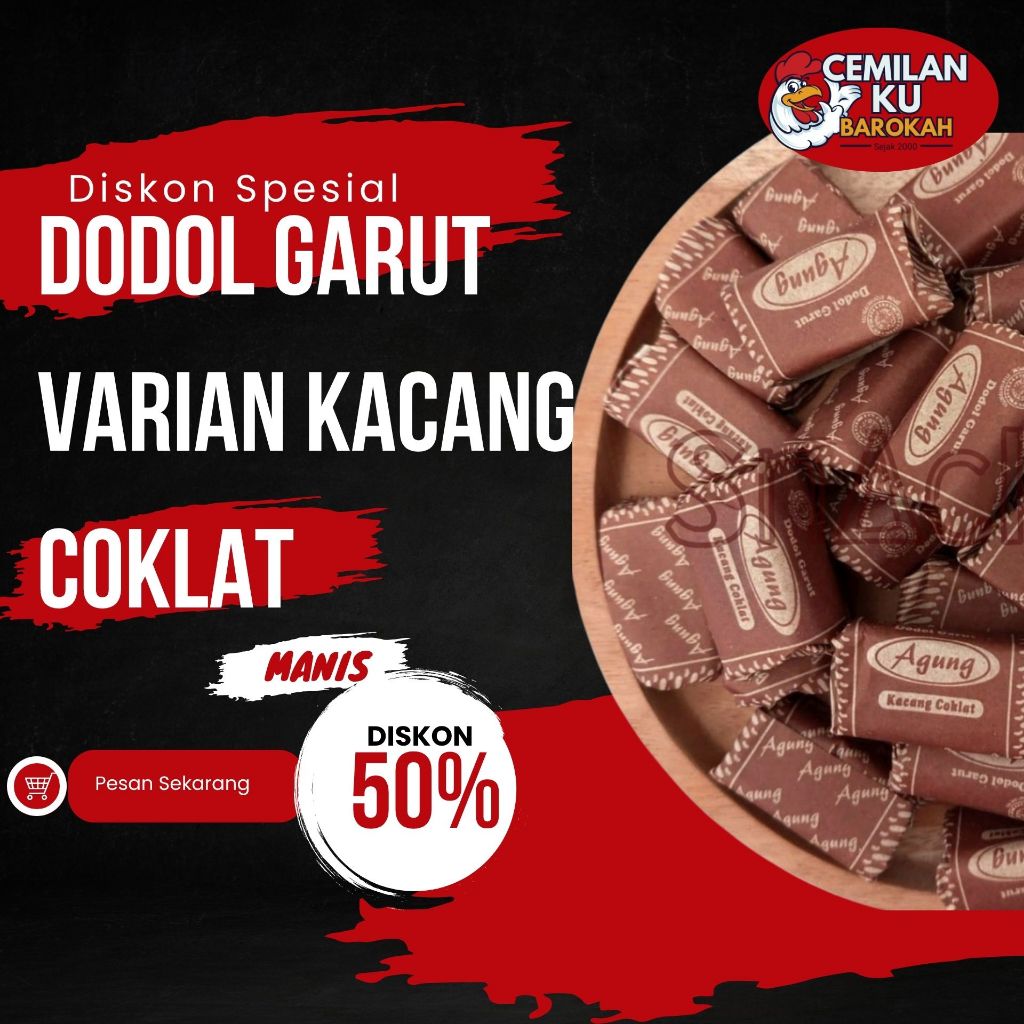 

Dodol Garut Varian Kacang Coklat Dodol Agung makanan khas Garut 1KG - 500GR - 250GR
