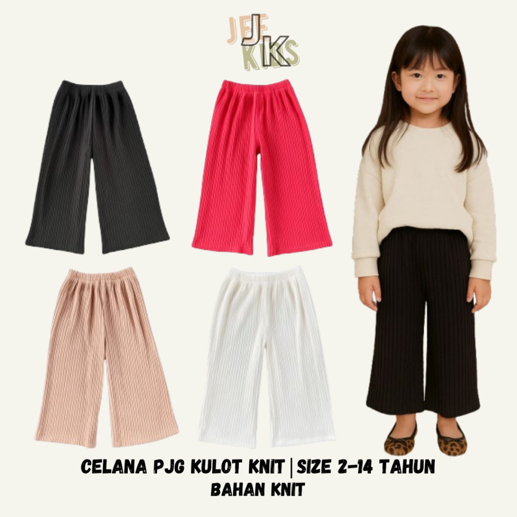 Celana Kulot Anak Perempuan 2-14 Tahun| Celana Panjang Kulot Anak| Celana Kulot Anak Cewek Polos Jee