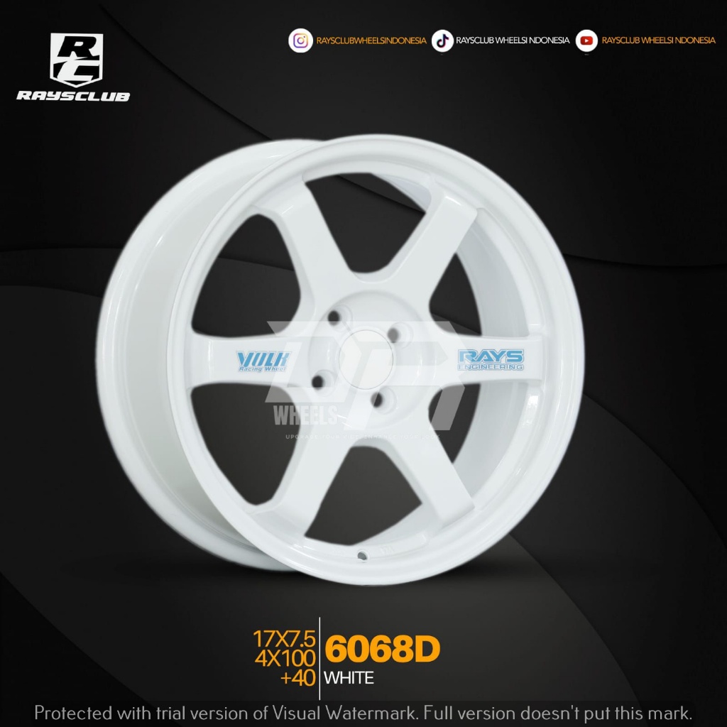Velg mobil ring 17 lebar 75 hole 4x100 et40 warna putih untuk raize dll
