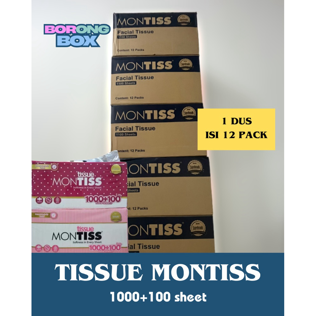 [ 12 Pack / 12 Pcs / 1 Box / 1 Karton ] Tissue Montiss 1000+100 Sheets 2ply