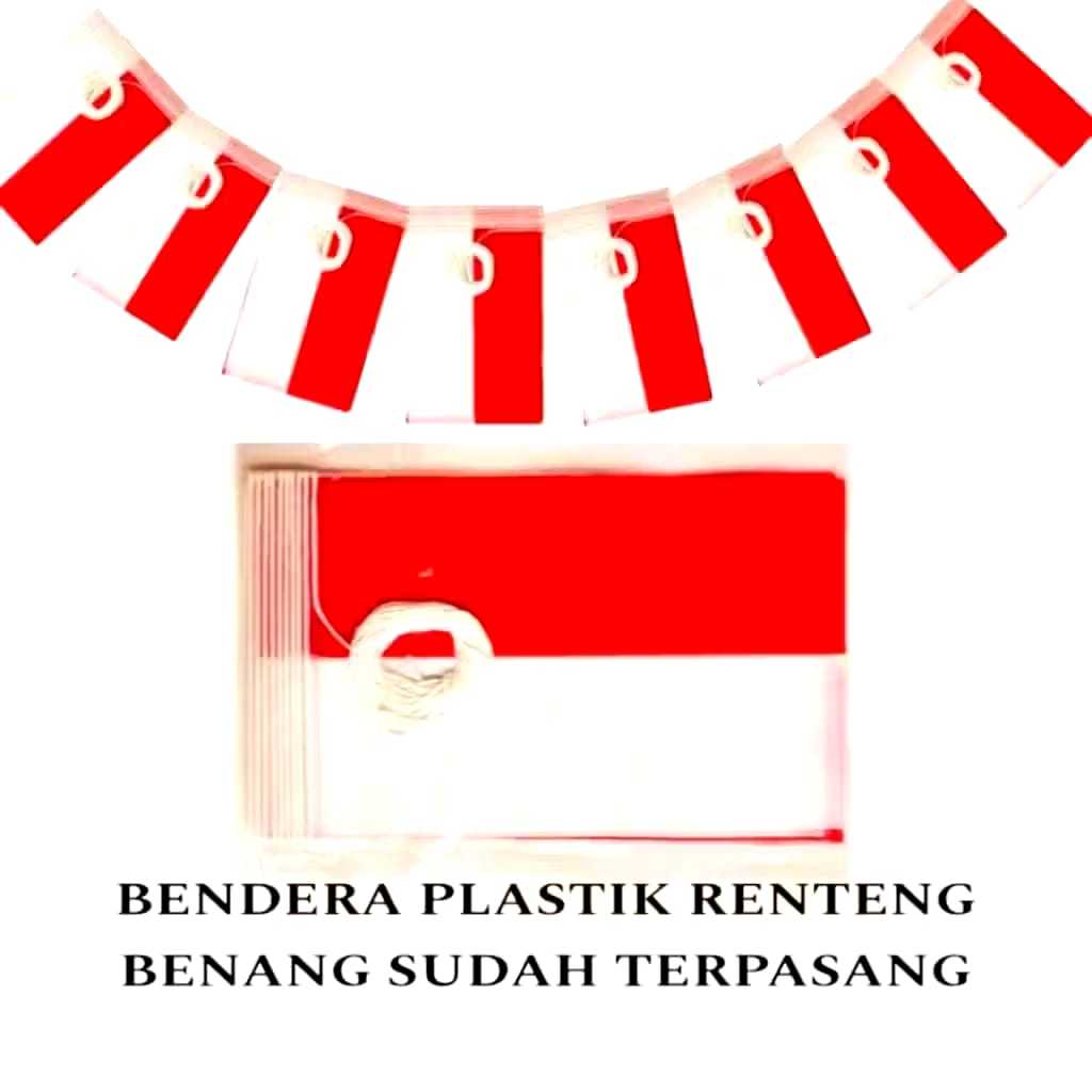 Veiso_Bendera Merah Putih Plastik + Tali/Bendera Plastik Merah Putih Renteng