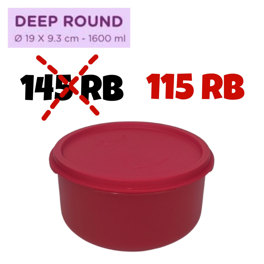 Twin Tulipware DEEP ROUND 1600 ml Tempat Bekal Wadah Bulat Tempat Penyimpanan Makanan Tulipware Kita