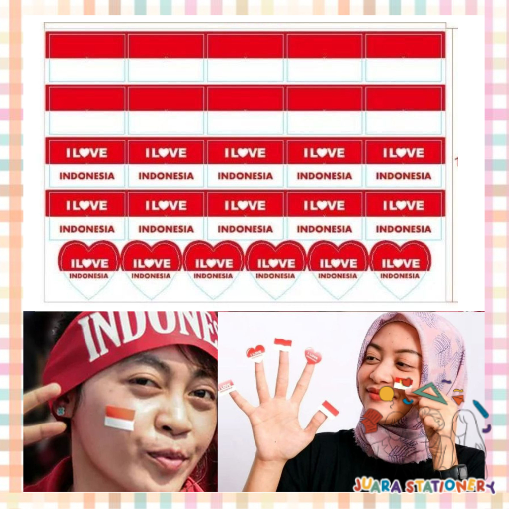 

(459) 3 pcs Sticker Pipi Merah Putih / Sticker Bendera Sticker Kemerdekaan Sticker 17 Agustus