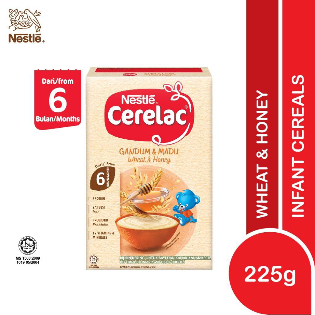 Nestle Cerelac Malaysia Wheat and Honey 225g / Cerelac Gandum dan Madu / Cerelac Malaysia / Sereal B