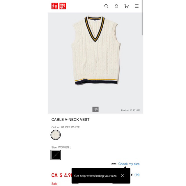 Vest Rajut Kepang List BW Uniqlo Academia