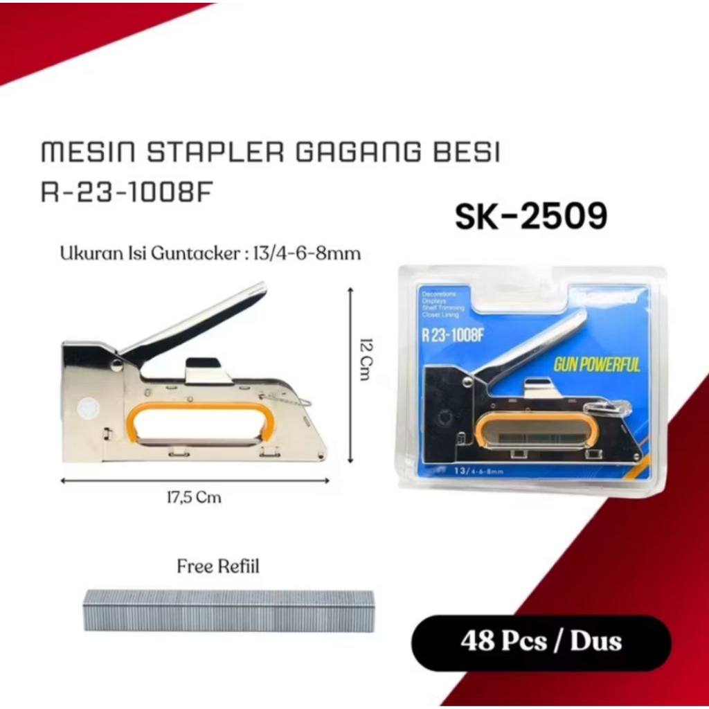 

Gun Tacker Staples R-23 | Isi Refill Orange 13/8 | Staples Tembak R-23 Original | Rapid R23 guntaker steples Tembak 1pcs
