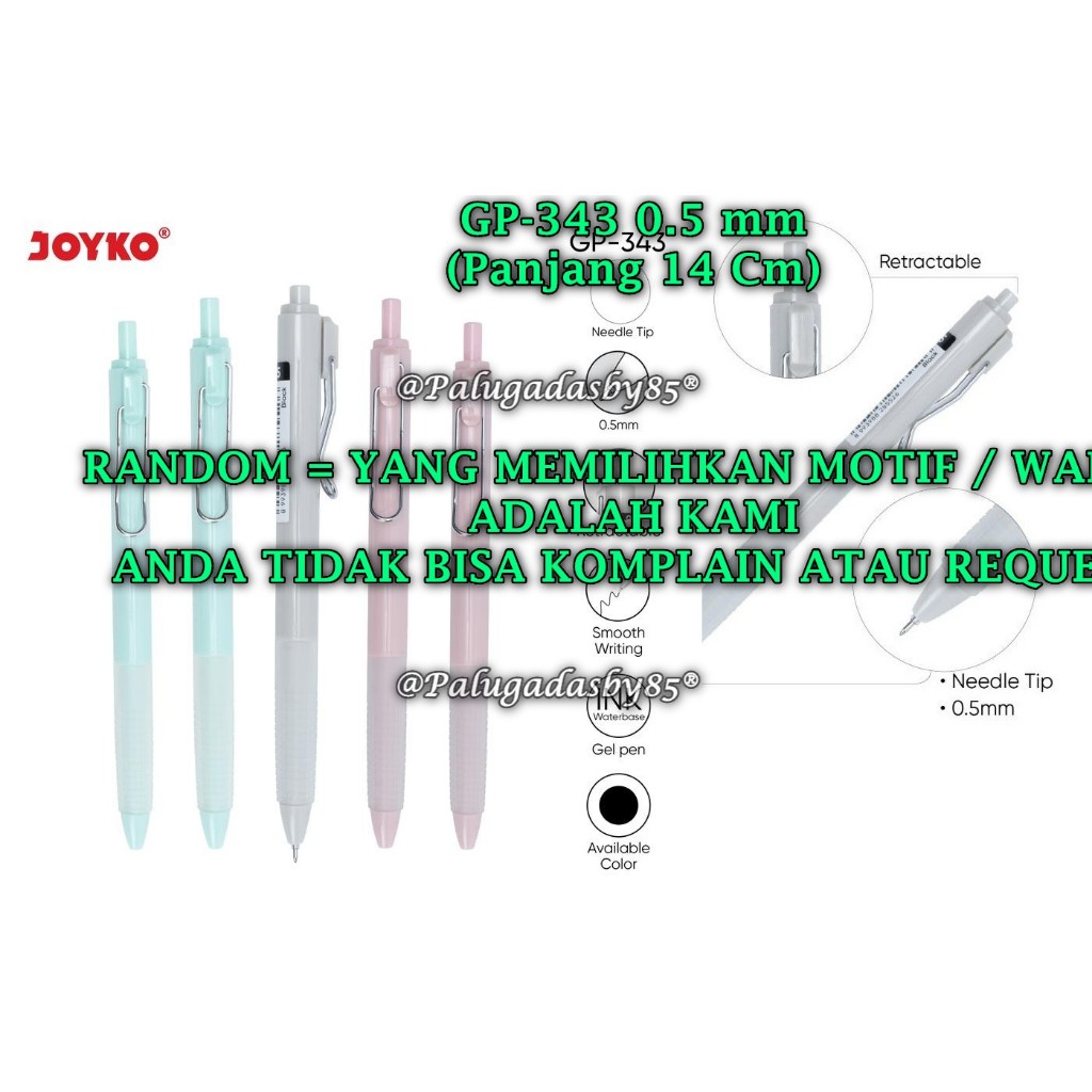 

(1 Biji) GROSIR Bolpen JOYKO GP-343 Pasuteru Gel 0.5 mm / Gel Pen Pulpen Pena Joyko GP-343 (1 Biji)
