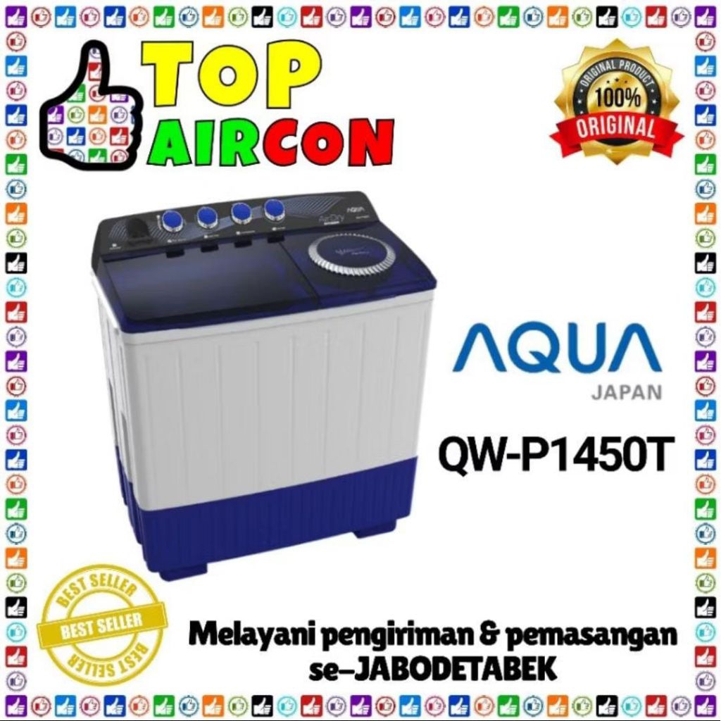 MESIN CUCI AQUA 2 TABUNG QW - P 1450T 14kg mesin cuci Aqua 14kg