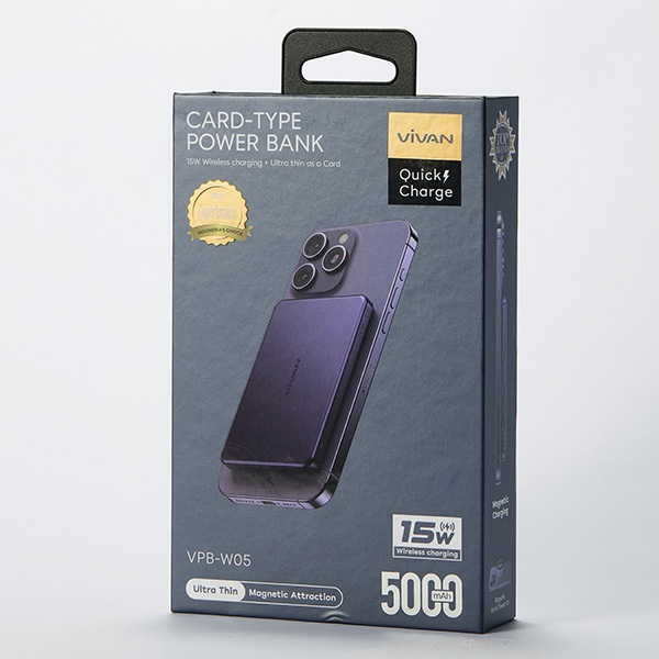 VIVAN VPB-W05 Power Bank Magnetic Wireless 10000mAh Hitam/Putih