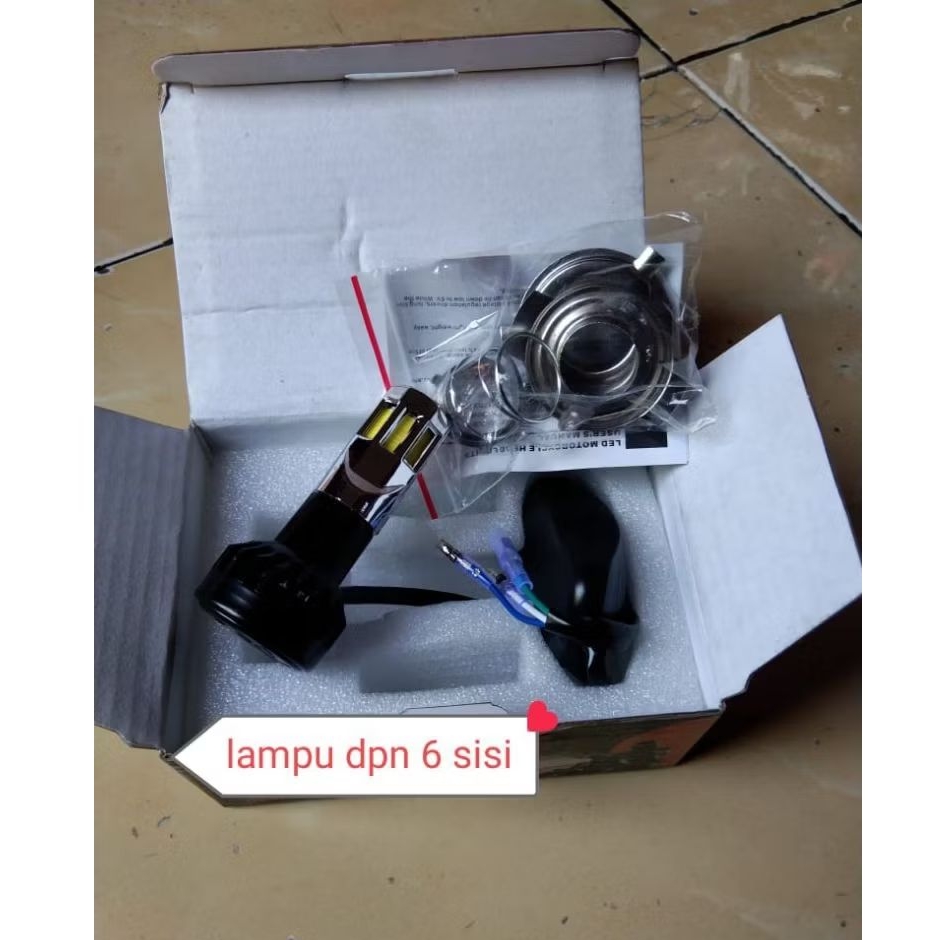 LAMPU UTAMA LED MOTOR DAN MOBIL M02E 6 SISI PUTIH SUPER TERANG MODE DIAM DAN KEDIP / LAMPU UTAMA MOT