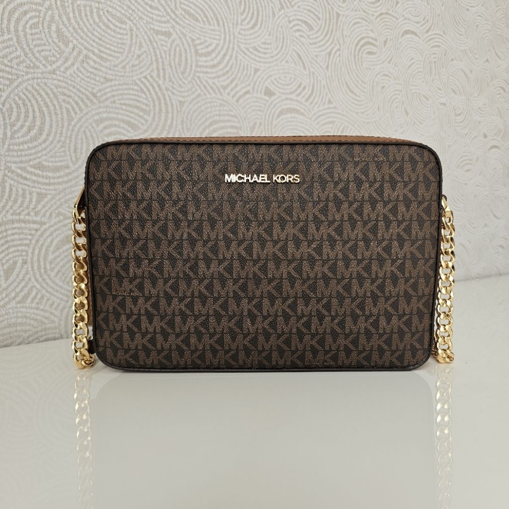 Jual Tas MK Jet Set Item Signature Large Crossbody Brown