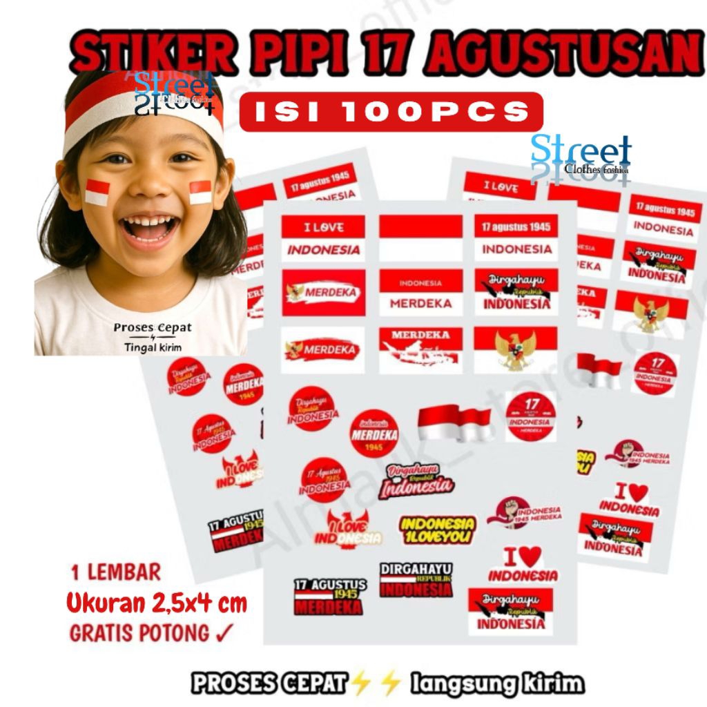 

Stiker Pipi 17 Agustus Spesial Kemerdekaan isi 100 pcs