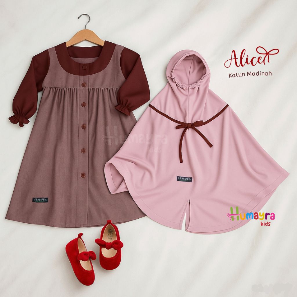 Alice Gamis anak set kerudung by Humayra Kids/Baju muslim anak set kerudung