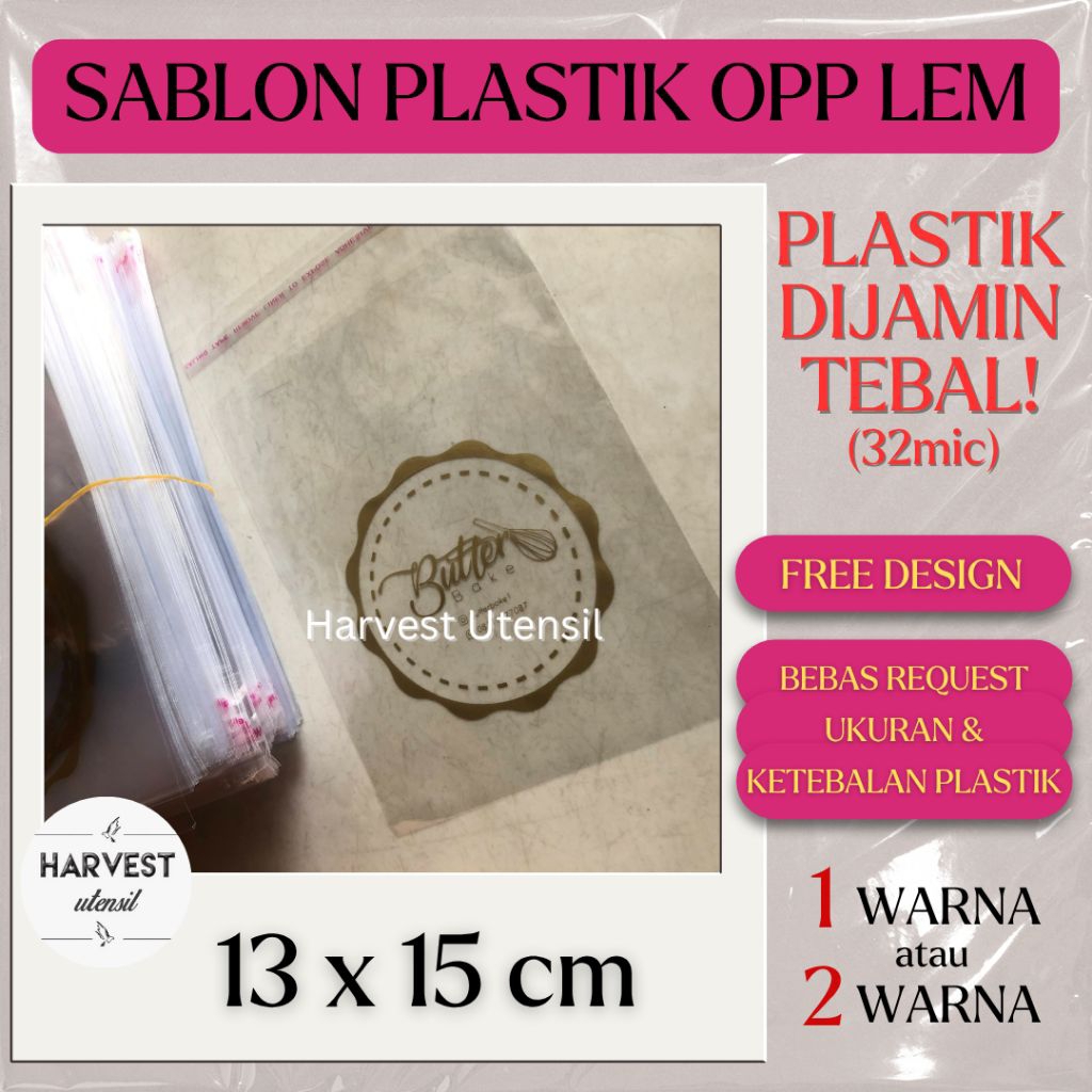 

Sablon Plastik OPP Lem 13x15 Tebal Packaging Roti Kue Pastry Bakery Donat Bomboloni Makanan