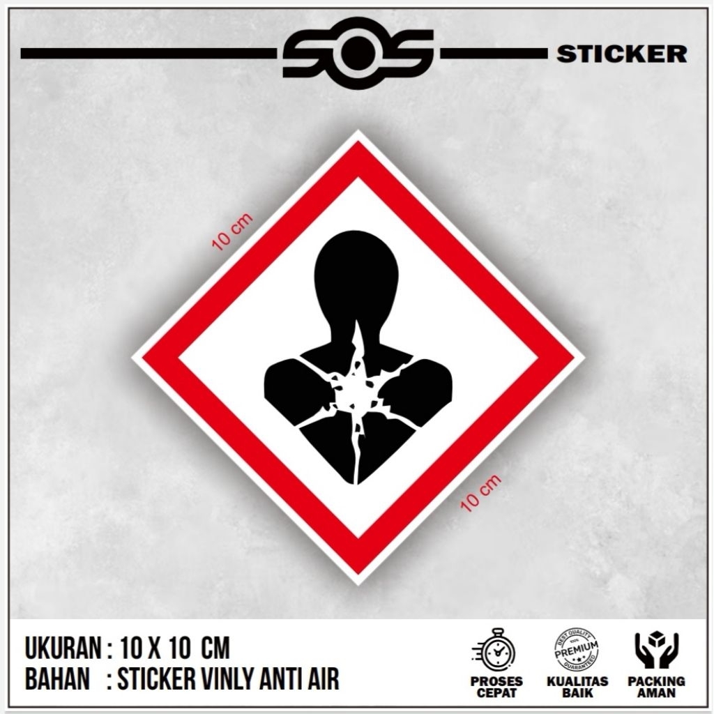 

STICKER SIGN / STICKER TANDA + STICKER LABEL PERINGATAN B3 HAZMAT, GHS KARSINOGENIK (BAHAYA KESEHATAN SERIUS) + STICKER LABEL + STICKER PERINGATAN